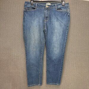 Fashion Bug Womens Size 14 Blue Denim Jeans Tapered Leg Mid-Rise